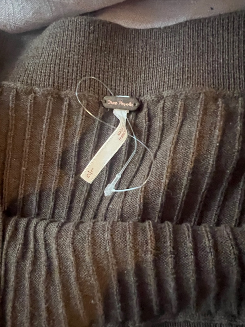 Free People Olive Ribbed Pencil Skirt with Front Slit - Picture 2 of 3
